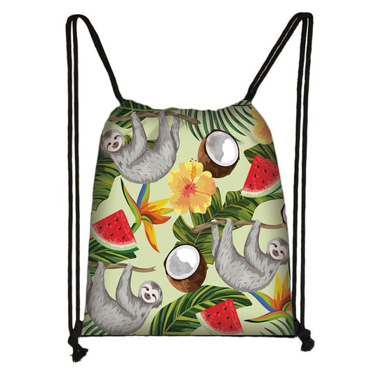 Fruits Sloth Drawstring Backpack