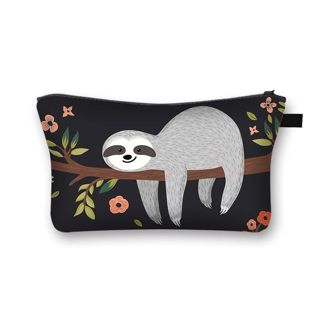Smiling Lazy Sloth Makeup Bag
