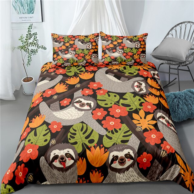 Flower Sloth Bedding Set