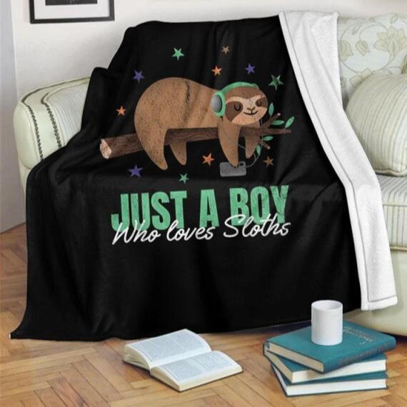 Boy Loves Sloth Blanket