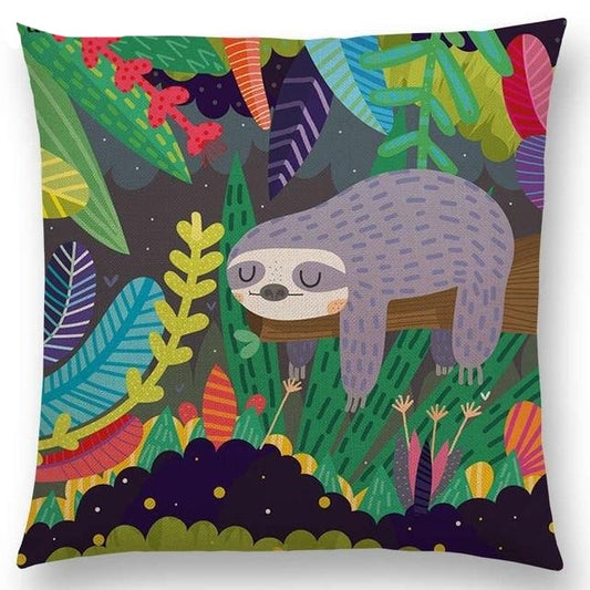 Colorful Background Sloth Cushion Cover - Sloth Gift shop