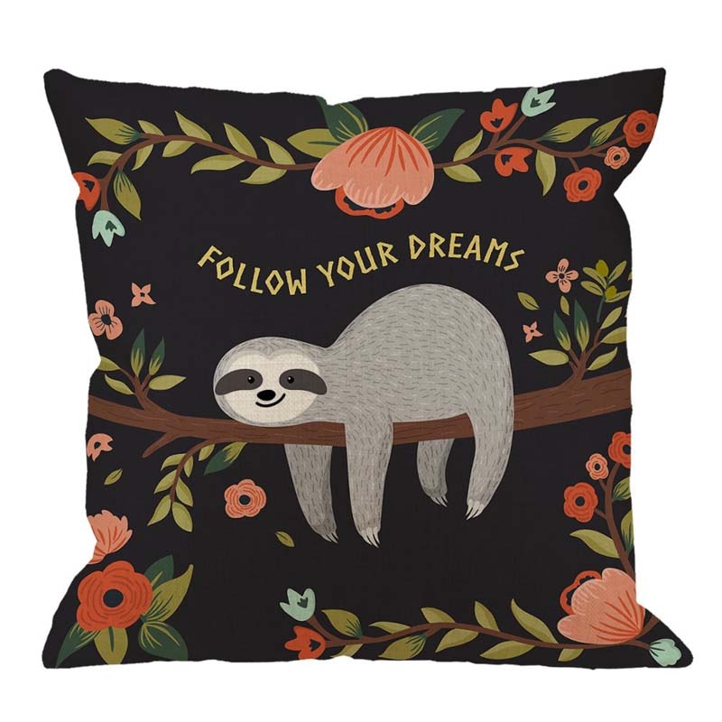 Sloth on the Tree Cushion Cover - Sloth Gift shop